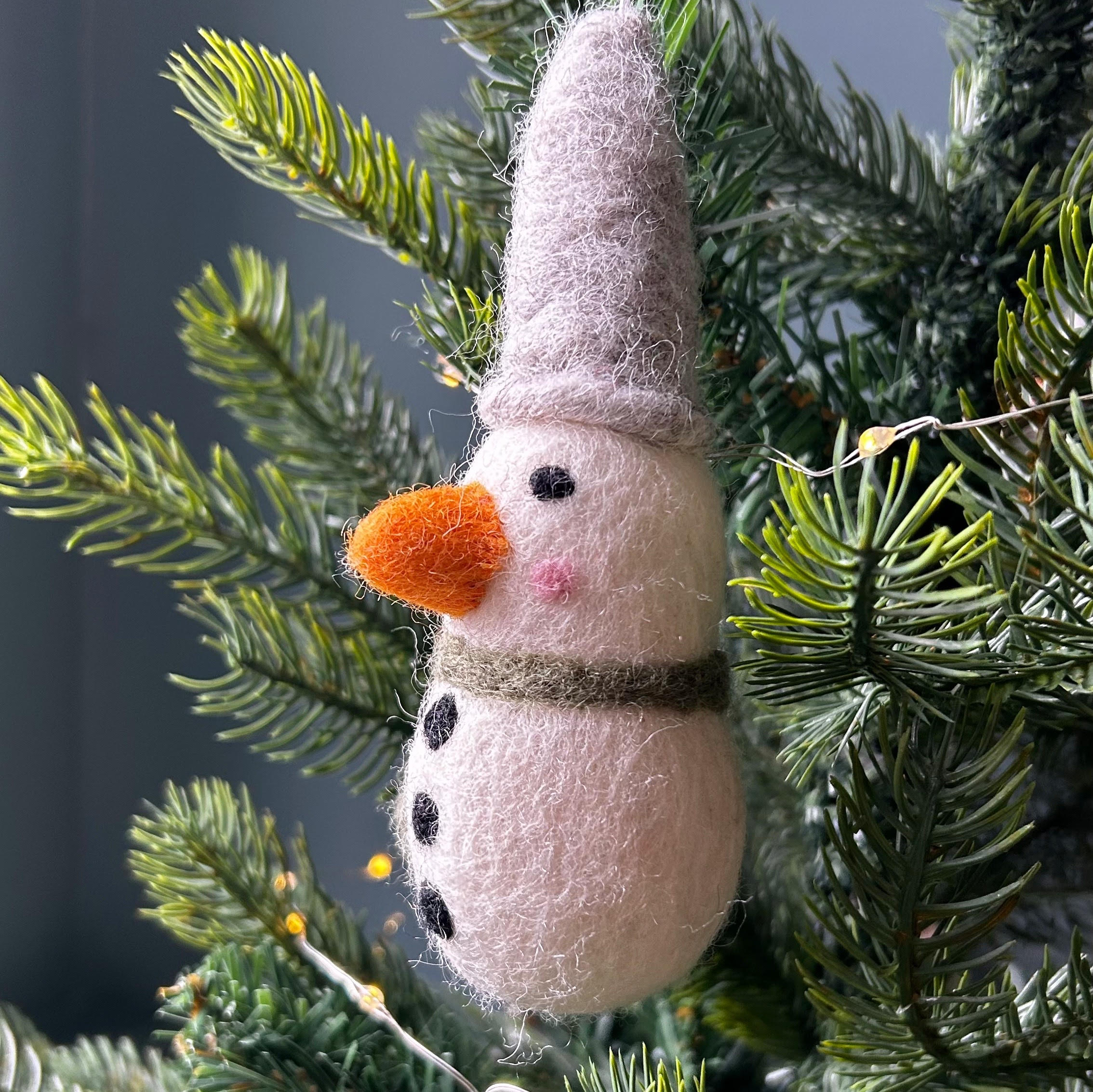 Felt Snowman with Green Scarf Christmas Decoration