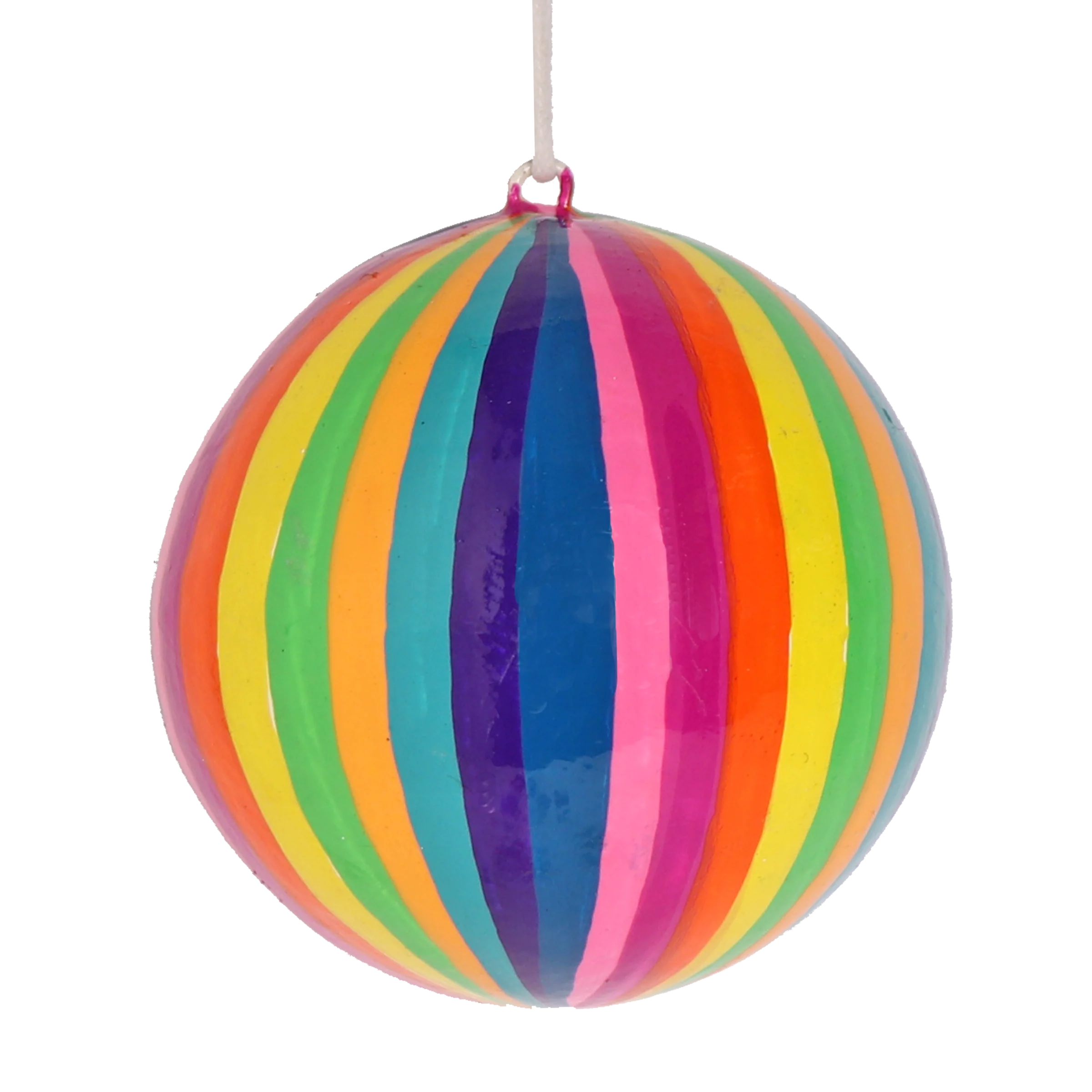 Colourful Stripe Paper Mache Christmas Bauble Decoration