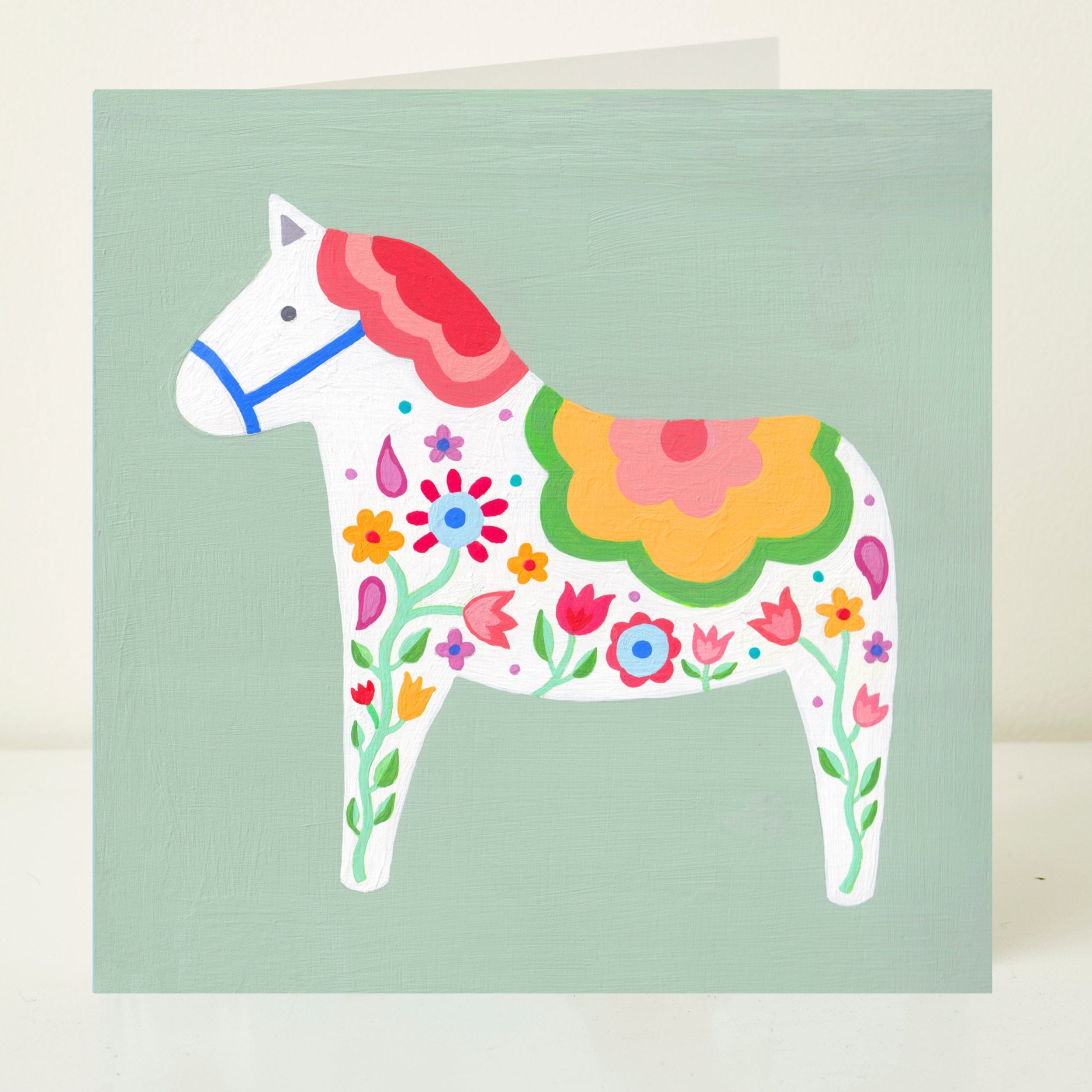 Dala Horse Greeting Card by Mary Kilvert