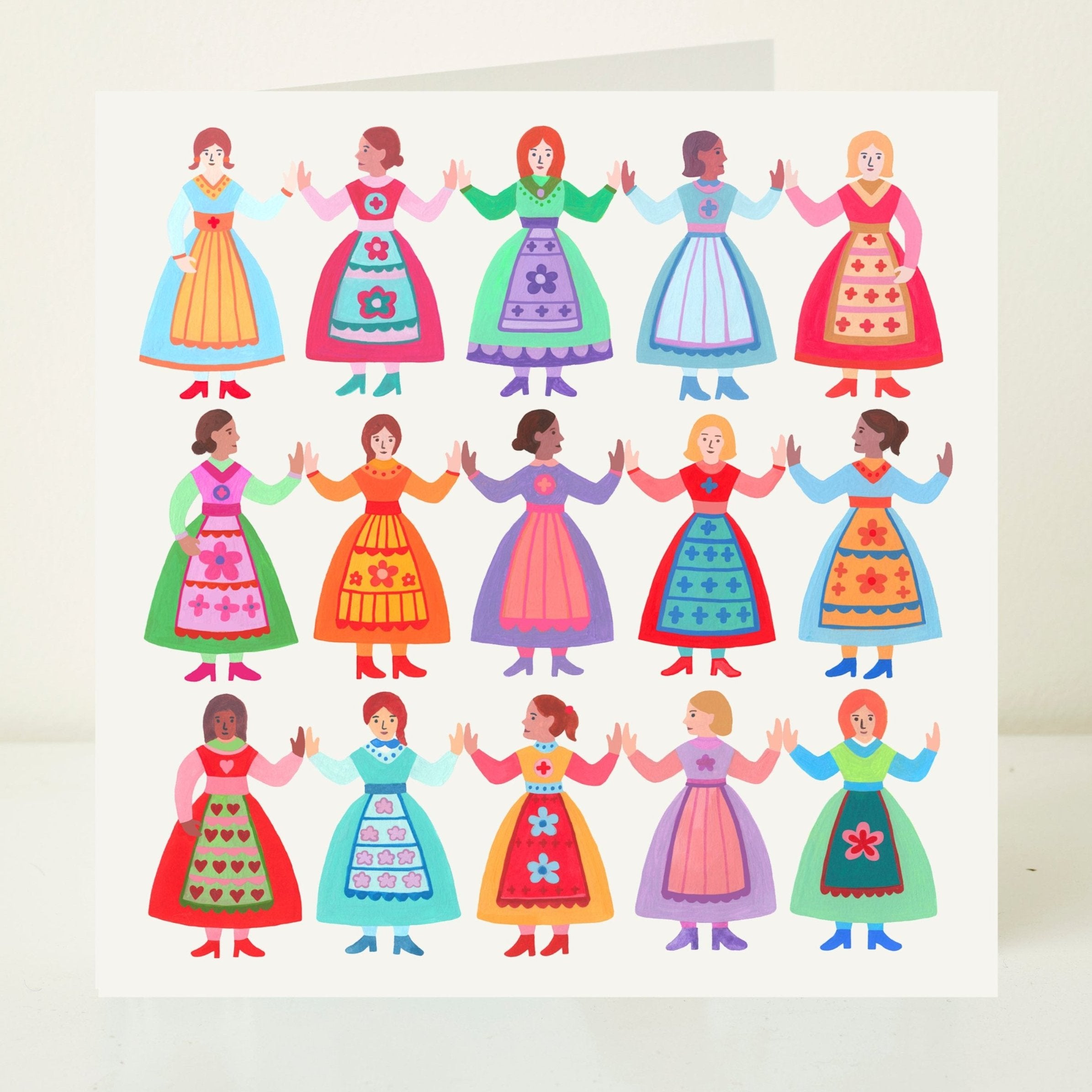 Folk Dance Greeting Card by Mary Kilvert