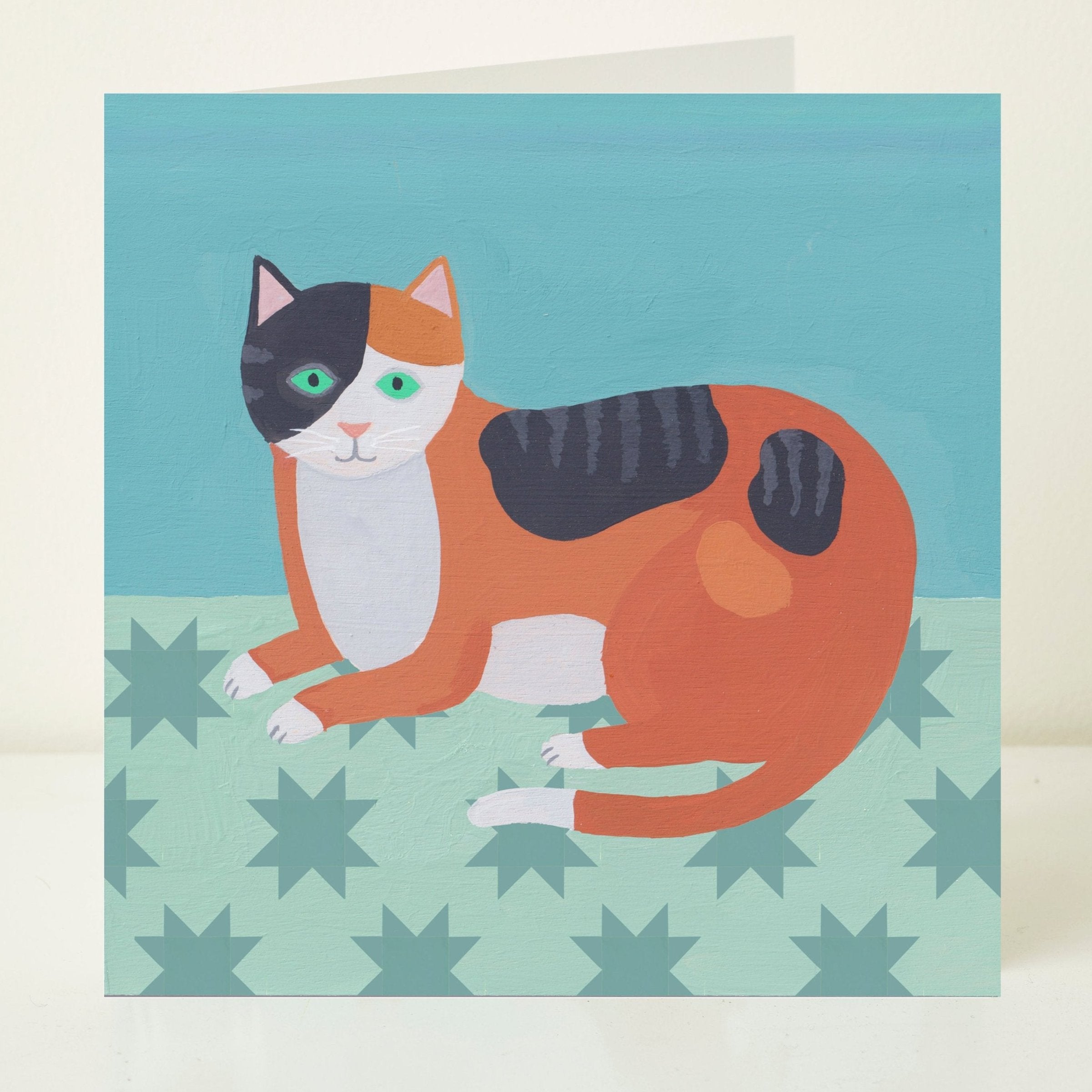 Pebble Cat Greeting Card by Mary Kilvert